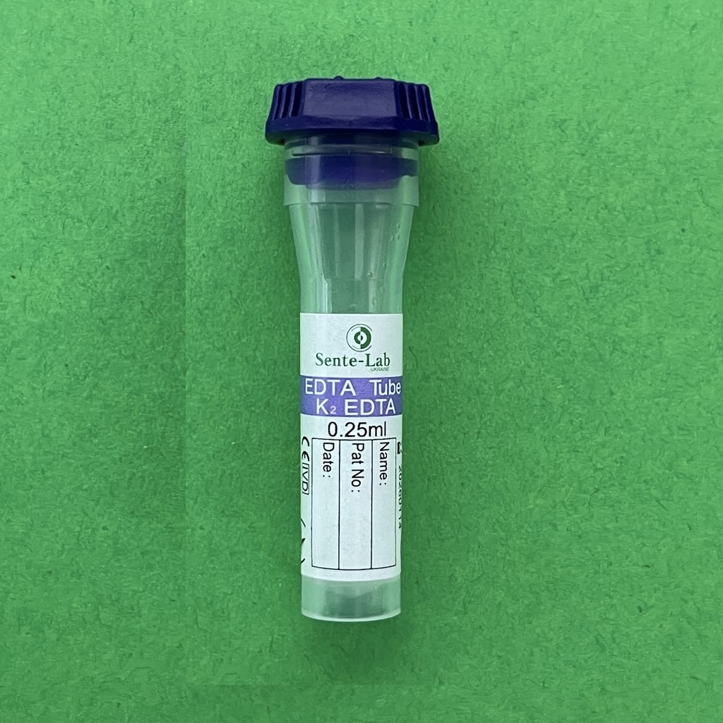 Пробірка "SENTE-LAB" для капілярної крові, K2 EDTA, стерильна 0,25мл. для IVD